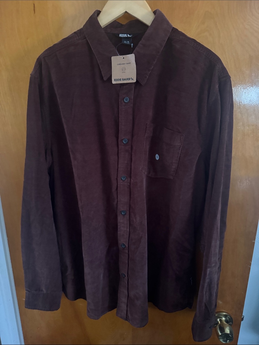 Corduroy Shirt Mens XL Brown Eddie Bauer